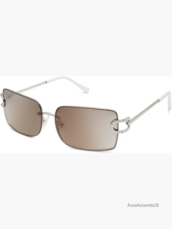 Oversized Rectangle Rimless Sunglasses UV400 Y2K Vintage Shades main image 4